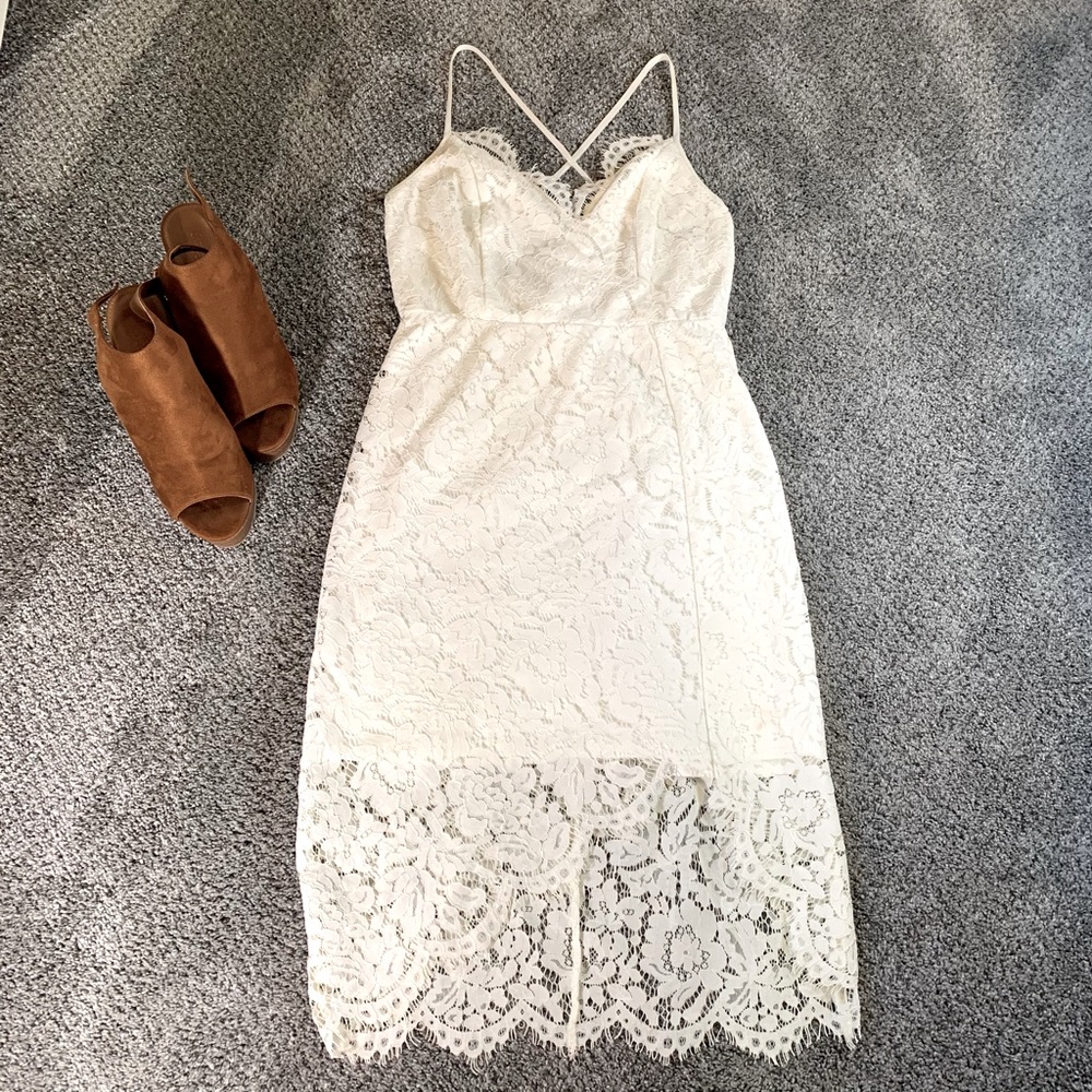 Lulus white Lacey dress size Large